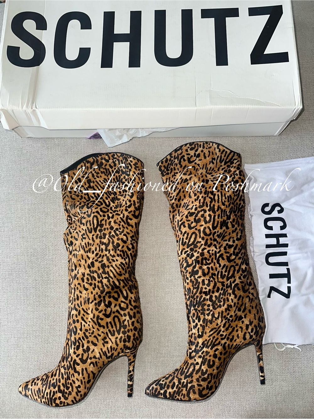 SCHUTZ Maryana Natural Calf Hair Leather Knee-High Boots - Picture 6 of 12